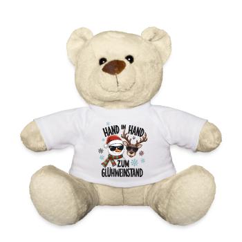 Main dans la main au stand de vin chaud Marché de Noël - Nounours - blanc - Devant