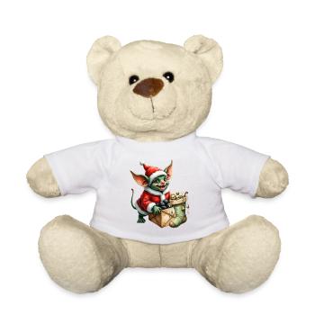 Lutin de Noël vert avec sac - Nounours - blanc - Devant