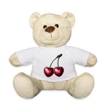 rote Kirschen in Herzform - Teddy - Weiß - Vorne