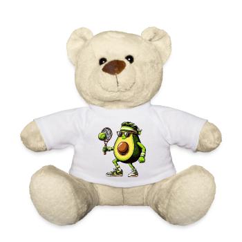 Funny avocado playing tennis with racket and ball - Teddy Bear - white - Front