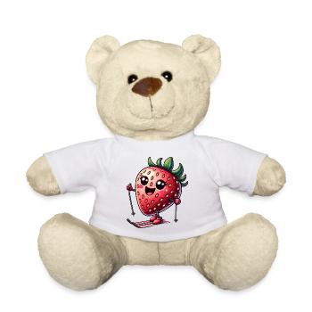 Fraise amusante en skiant en hiver - Nounours - blanc - Devant