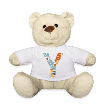 Geschenkidee für Buchstaben und groovige Blumen - Teddy - Weiß - Vorne
