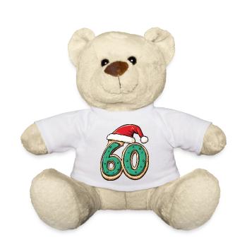 60 Zahl Keks Weihnachten - Teddy - Weiß - Vorne