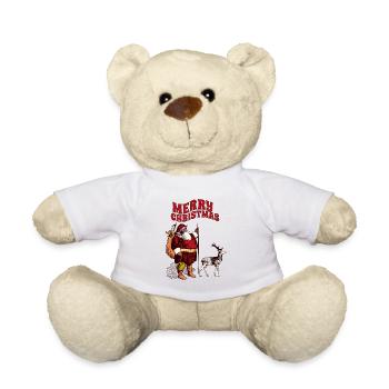 Weihnachts-Santa mit Rentier Motiv - Teddy - Weiß - Vorne