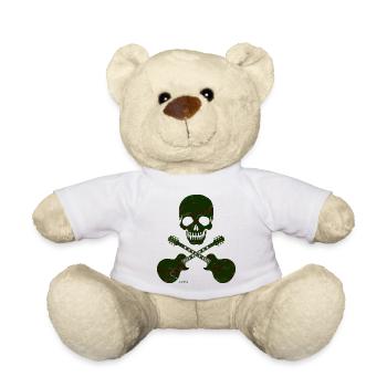 Skull & crossed Guitars - Teddy Bear - white - Front