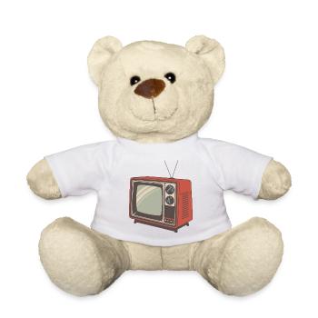 Vintage orange retro TV - Teddy Bear - white - Front