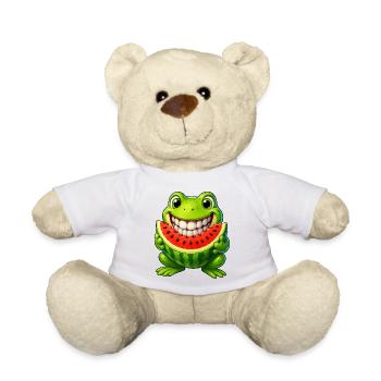 Cheerful frog toad with watermelon summer - Teddy Bear - white - Front