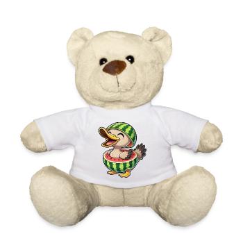 Funny duck with watermelon summer freshness - Teddy Bear - white - Front