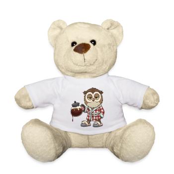 Funny Owl Coffee Lover Morning Brew in Robe - Teddy Bear - white - Front