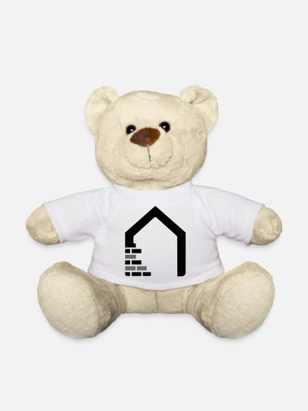 Maurer Logo mit Haus & Ziegelsteinen - Teddy - Weiß