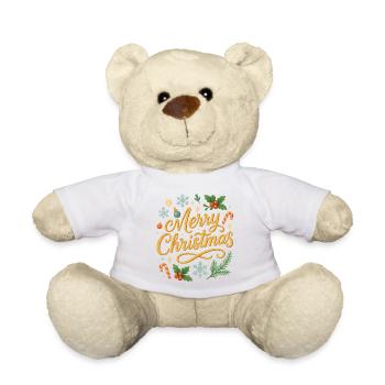Merry Christmas Lettering - Teddy Bear - white - Front