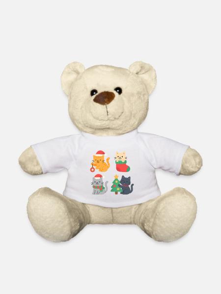 Weihnachtskatzen: Bunte Katzen-Ausgaben - Teddy - Weiß