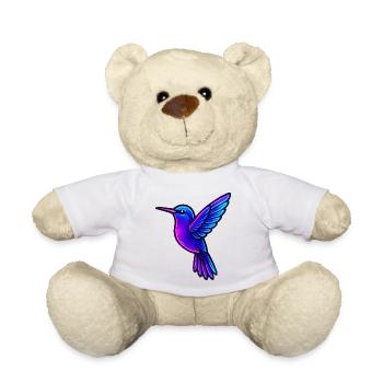 Neon Hummingbird Animals - Teddy Bear - white - Front