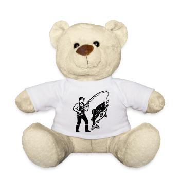 Angler in Boat Logo Minimalist - Teddy Bear - white - Front