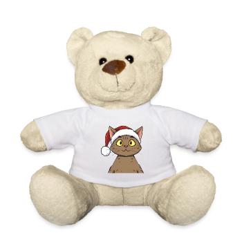 Niedliche Weihnachtskatze im süßen Cartoonstil - Teddy - Weiß - Vorne