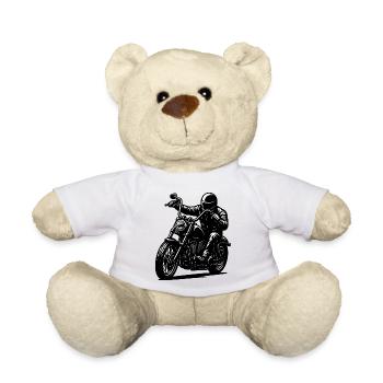 Chopper Motorcyclist Black and White Design - Teddy Bear - white - Front