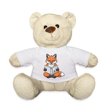 Lesender Fuchs Buchmotiv - Teddy - Weiß - Vorne