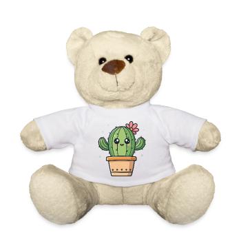 Flowering kawaii cactus in pots - Teddy Bear - white - Front