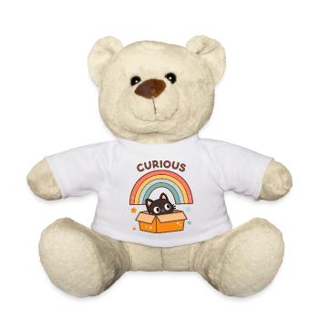 Curious Cat in Rainbow Cardboard - Teddy Bear - white - Front