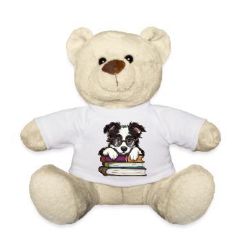 Un mignon livre de lecture pour chiens de border collie avec des lunettes - Nounours - blanc - Devant