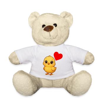 Stickiges Kükenherz - Teddy - Weiß - Vorne