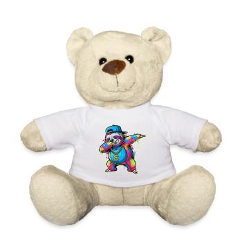 Dabbing Sloth Street Style - Street Art Graffiti - Teddy - Weiß - Vorne
