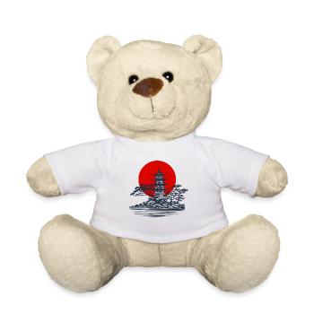 Pagode Silhouette mit roter Sonne Szene - Teddy - Weiß - Vorne