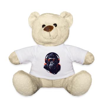 Gorilla mit Kopfhörern Cooles Motiv - Teddy - Weiß - Vorne
