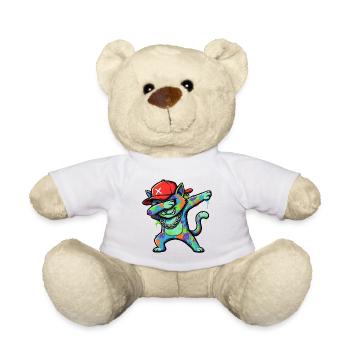 Colorful Dabbing Cat Street Art Design - Teddy Bear - white - Front