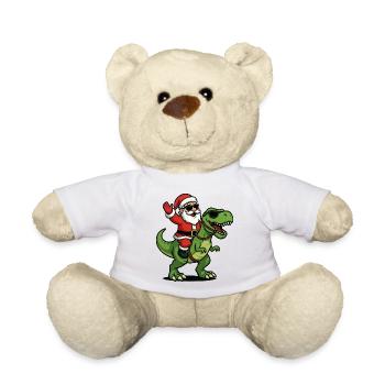 Christmas T Rex with Santa Swag - Teddy Bear - white - Front