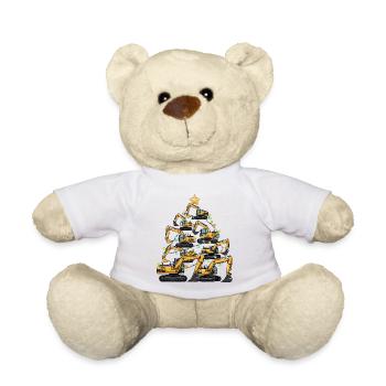 Cadeau du sapin de Noël drôle pour excavatrice - Nounours - blanc - Devant