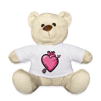 Herzpfeil Comic Pink - Teddy - Weiß - Vorne