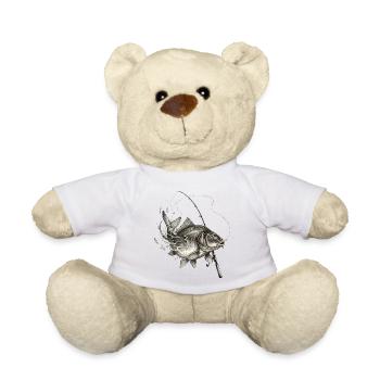 Karpfen Fisch Rute Angeln Ink Vektor - Teddy - Weiß - Vorne