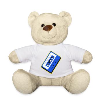 Blaue Kassetten-Retro-Illustration - Teddy - Weiß - Vorne