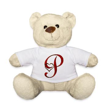 Liebesinitial P mit Herz im Goldrot - Teddy - Weiß - Vorne