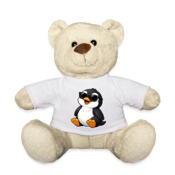Pingouin cool avec des lunettes de soleil, joli dessin animé amusant - Nounours - blanc - Devant