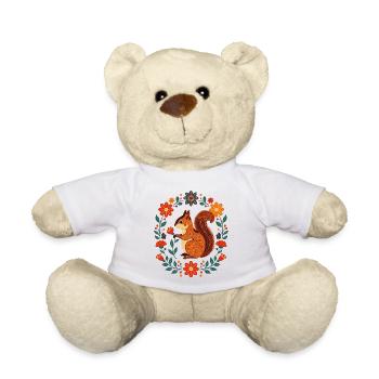 Flower Wreath Squirrel - Teddy Bear - white - Front
