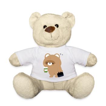 Sleepy Beaver and coffee - Teddy Bear - white - Front