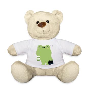 Müder Frosch mit Kaffee und Aktenkoffer - Teddy - Weiß - Vorne