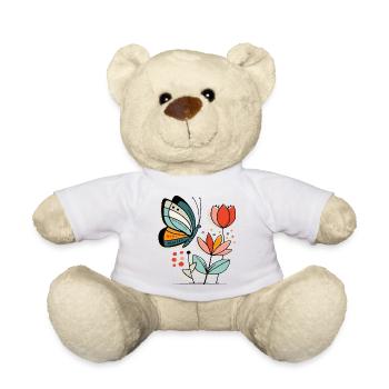 Schmetterling fliegt zu Blüten - Teddy - Weiß - Vorne