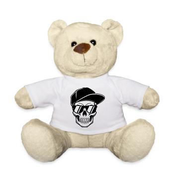 Cartoon skull with cap – cheeky comic design - Teddy Bear - white - Front
