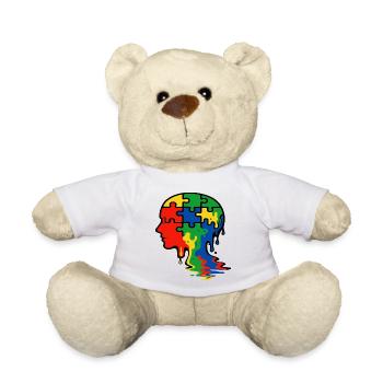 Illustration de tête de puzzle de sensibilisation à l’autisme - Nounours - blanc - Devant