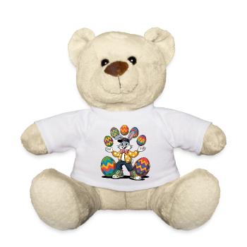 Colorful Easter bunny with colored eggs - Teddy Bear - white - Front
