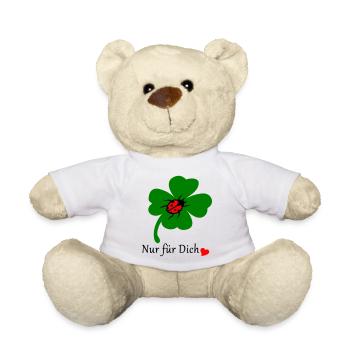 Shamrock with ladybug - Teddy Bear - white - Front