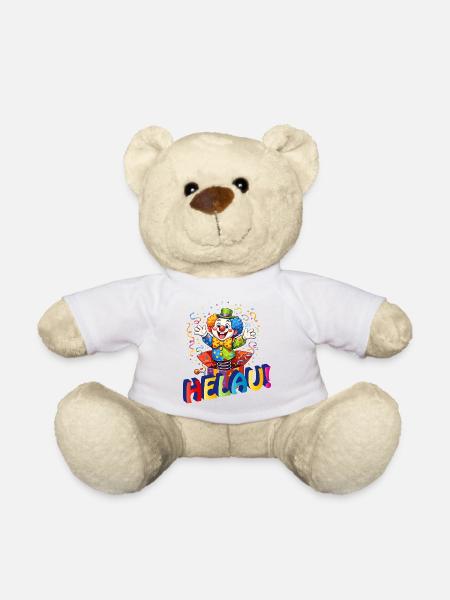 Lustiger Clown sagt HELAU – Karnevalsmotiv - Teddy - Weiß