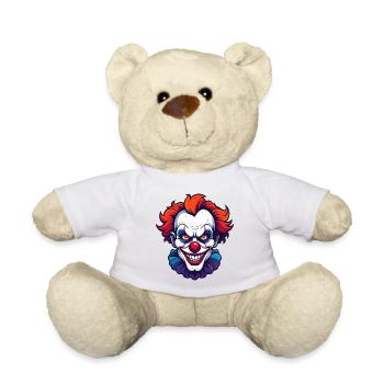 Gruselclown Horror Clown Kopf Porträt Motiv - Teddy - Weiß - Vorne