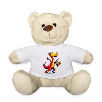 Cool Music Dino with Retro Boombox - Teddy Bear - white - Front