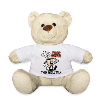 First Coffee Cartoon Tasse - Teddy - Weiß - Vorne