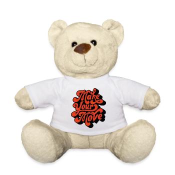 Make Your Move Retro Script - Teddy Bear - white - Front