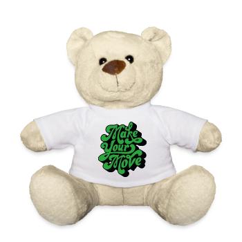Make Your Move – Retro Handtext - Teddy Bear - white - Front